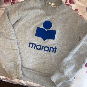Isabel Marant Heather Gray Sweatshirt with Blue Emblem